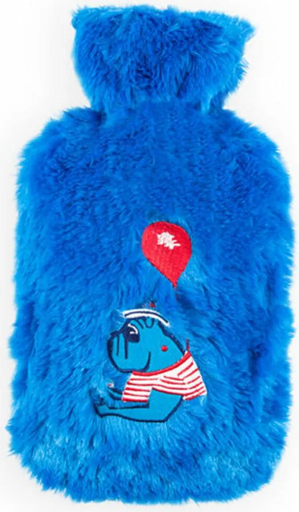 BiggDesign Hot Water Bottle Mr. Allright - Blu Peluche Chic 2L
