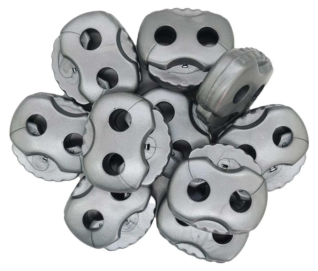 10 Kordelstopper mit zwei Löchern 20x20mm, Durchzug 5mm - Produktbild 