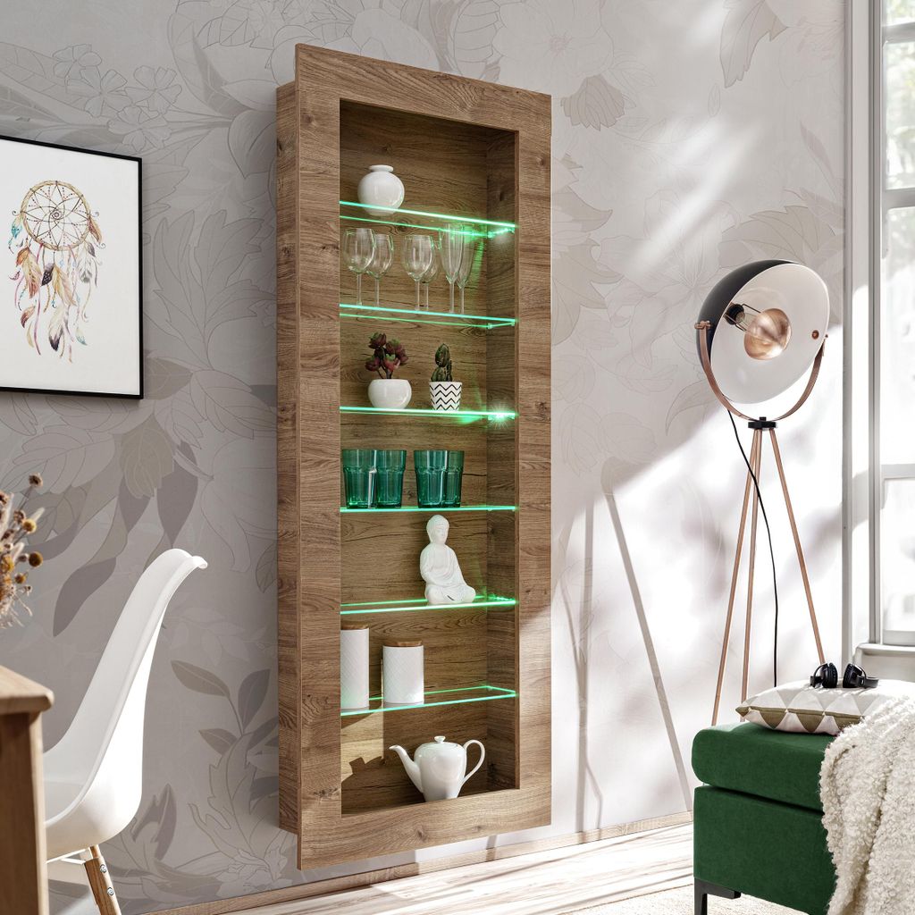Komodee Hängende Vitrine Como, Eiche - Honigtrüffel, 71 x Produktbild 