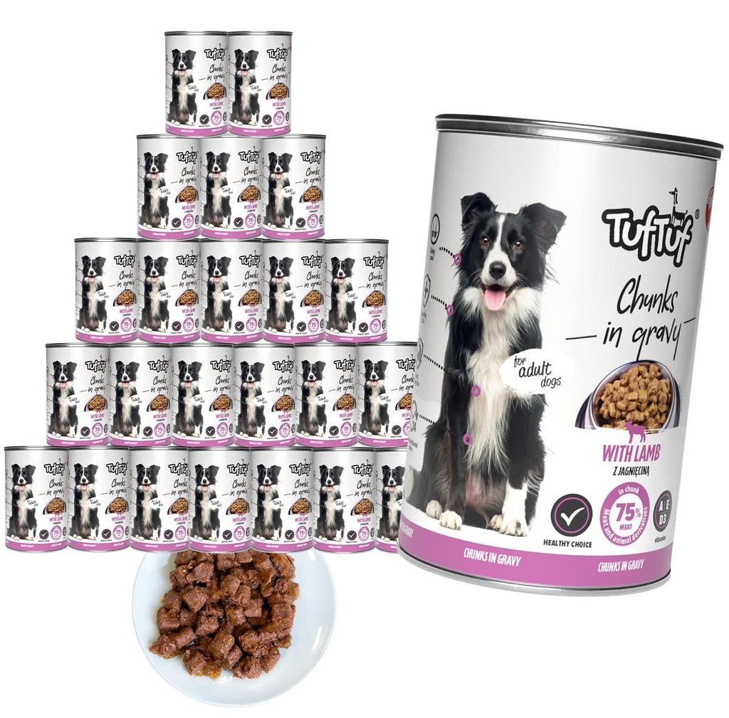 Tuftuf | Mokré krmivo pro psy – 24 × 415 g – kousky masa – Obrázek produktu 