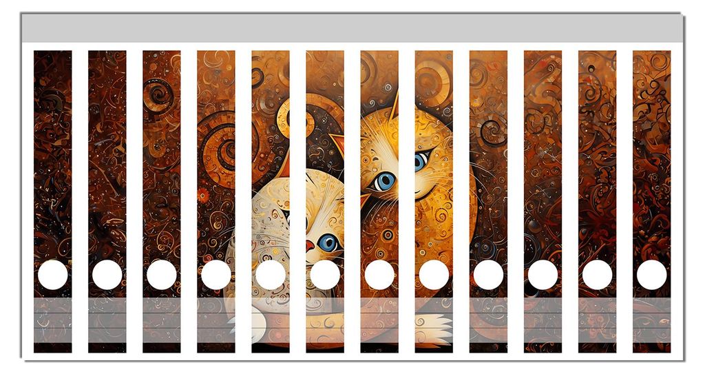 Wallario Ordnerrücken Sticker, selbstklebend für schmale Ordner, 12 Stück, Motiv Malerisches Katzenduo
