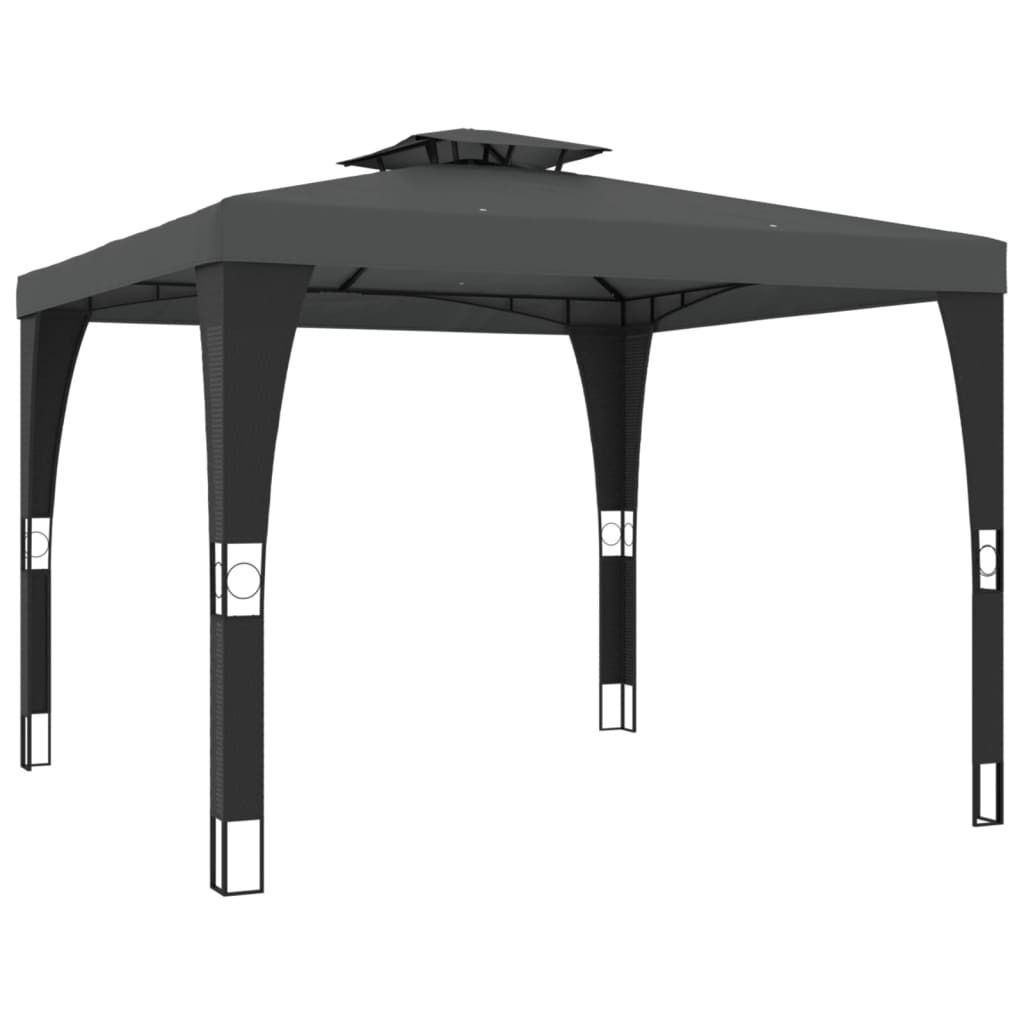 vidaXL Pavillon mit Doppeldach Anthrazit 2,98x2,98 m Stahl