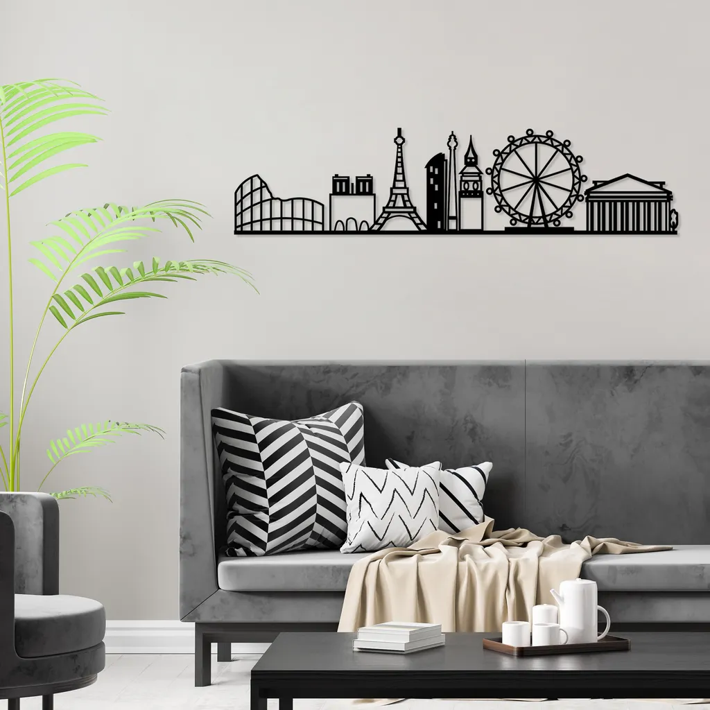 Wallity Décoration Murale Métallique Noire 120x29cm - Fine et Résistante - 3