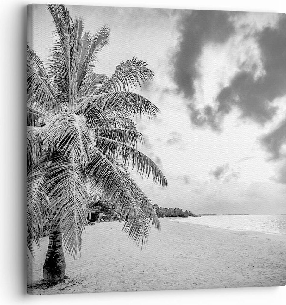 Bild auf Leinwand - Leinwandbild - Einteilig - Monochrom Strand Wolken - 30x30cm - Wand Bild - Wanddeko - Wandbilder - Leinwanddruck - Bilder - Wan...