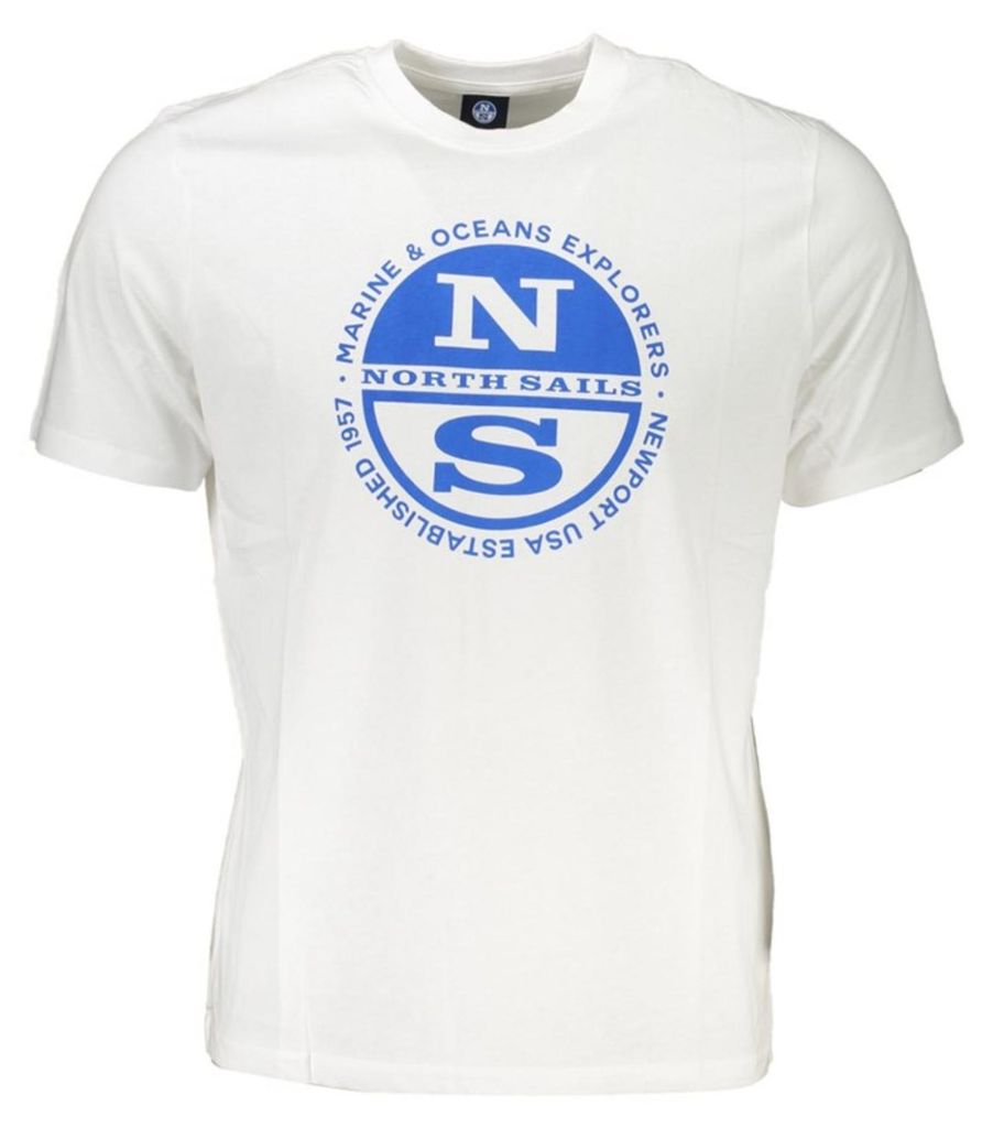 Herren Kurzarm-T-Shirt Weiß mit Rundhals und Logo-Druck Produktbild 