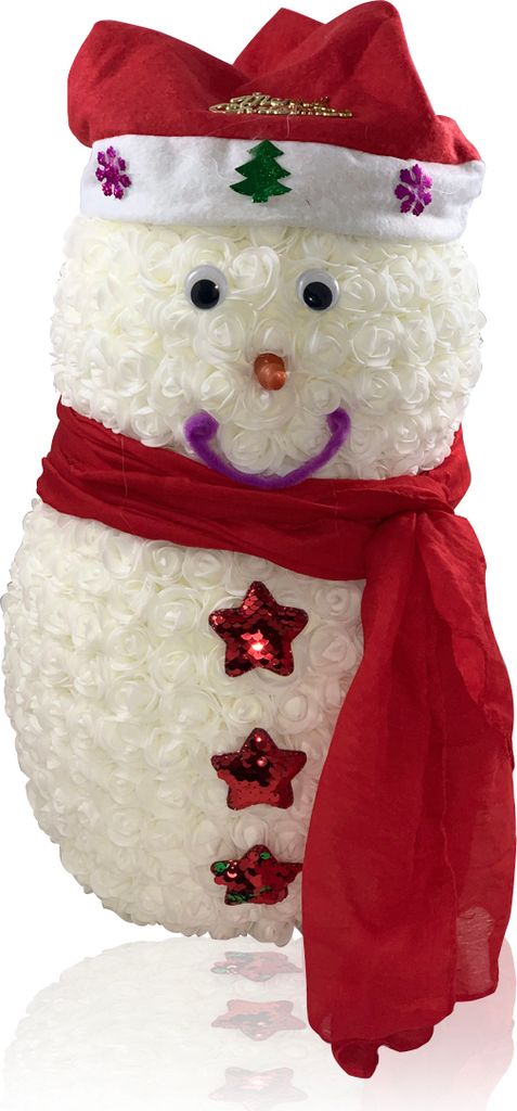 Rosen Schneemann MERRY CHRISTMAS, Schneemann aus Rosen Produktbild 