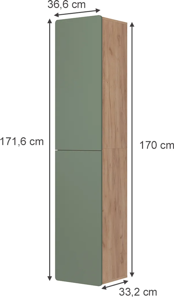Armadio Alto Bagno Vicco Izan 172cm - Quercia Verde e Oro Moderno