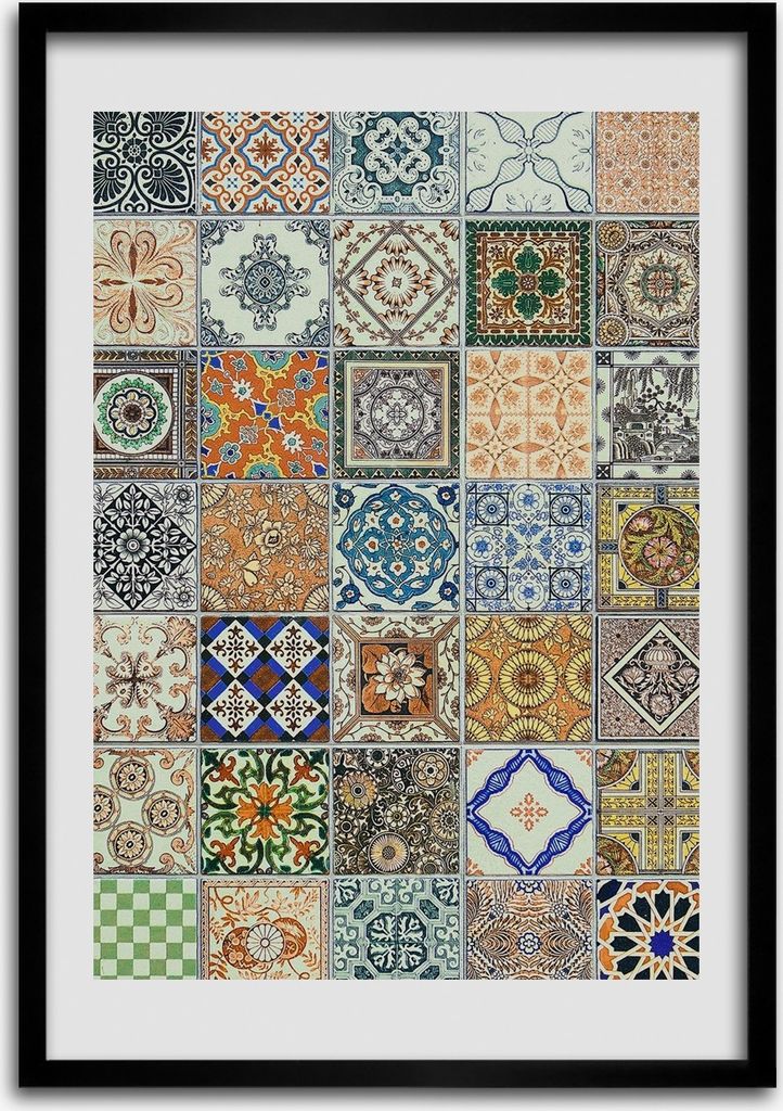 Bild - Bilderrahmen - 50 cm x 70 cm - MDF - Rahmen - Wandkunst Keramikfliesen