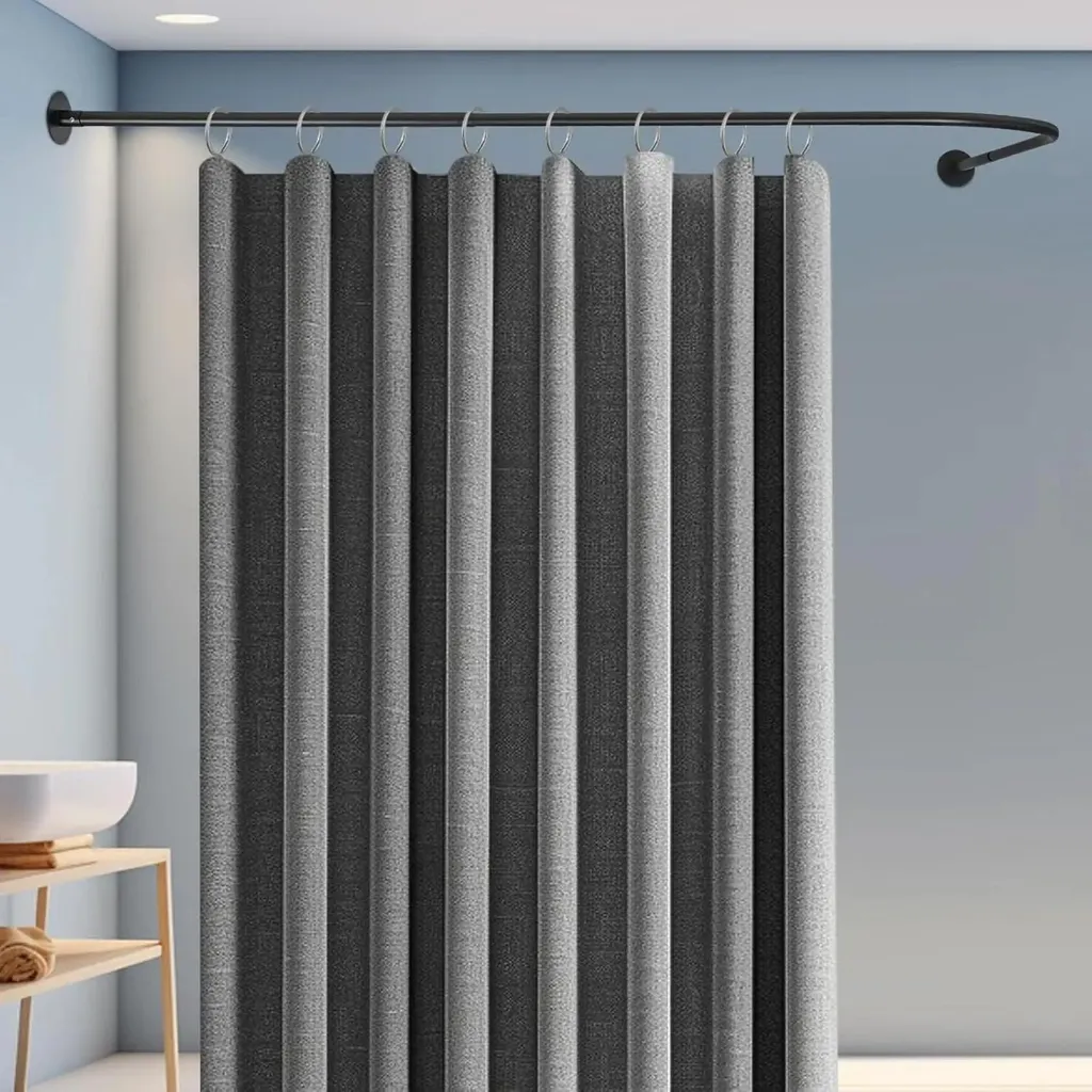 Tringle pour baignoire d'angle ajustable noire style industriel 165cm - 8