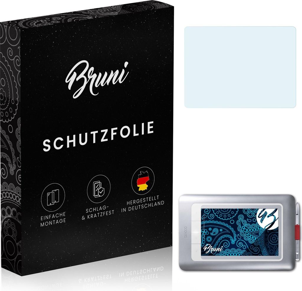 Bruni Basics-Clear 2x Schutzfolie kompatibel mit Wacom Bamboo Fun Pen&Touch Small (2.Generation) Folie