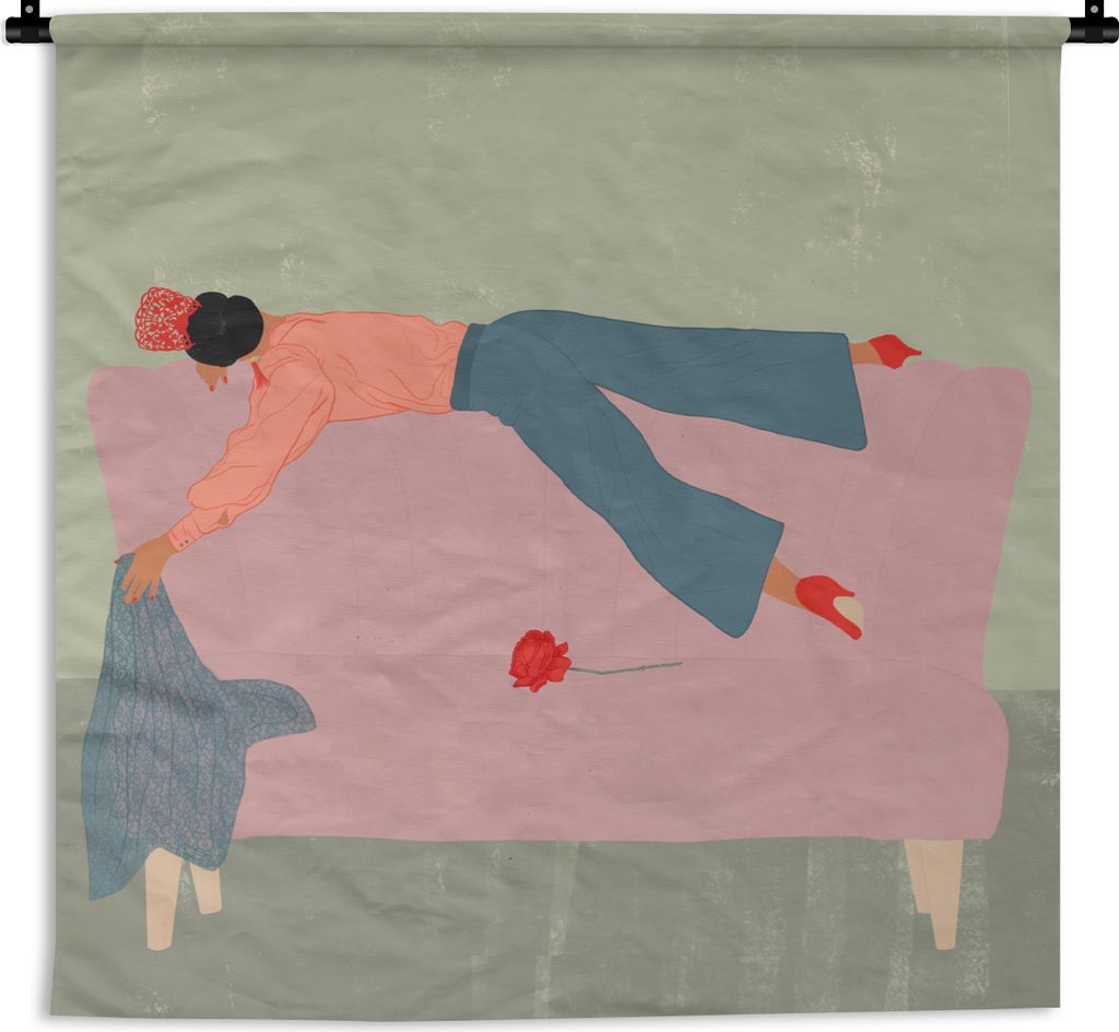 MuchoWow Wandteppich Wandbehang Vintage - Frauen - Design 60x60 cm Tapisserie Dekoration Wandtuch - Dekorationen - Wand Decke