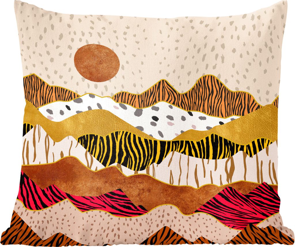 MuchoWow Zierkissen Sofakissen Wohnzimmer Dekokissen 40x40 cm Tiger Druck - Pastell - Gold - Druck - Tiger - Abstrakt - Foto Kissen - Schlafzimme...