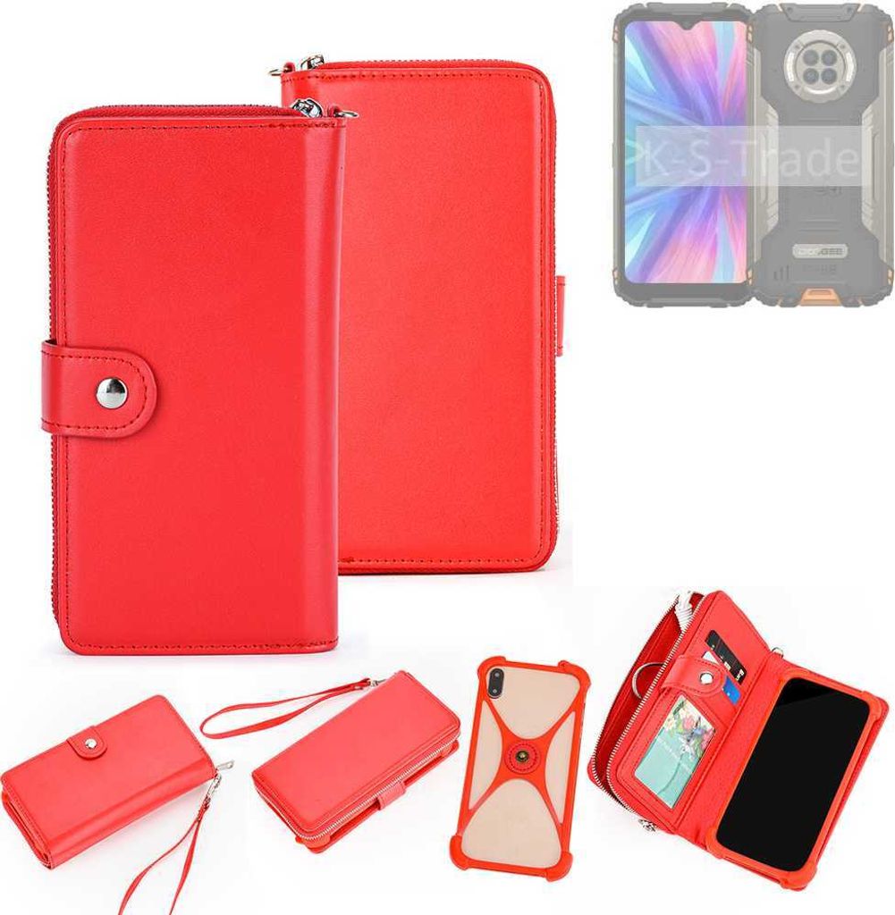 K-S-Trade 2in1 Schutzhülle Portemonnee Handyhülle mit Bumper kompatibel mit Doogee V31 GT Hülle Case Etui Geldbörse Smartphone rot (1x)
