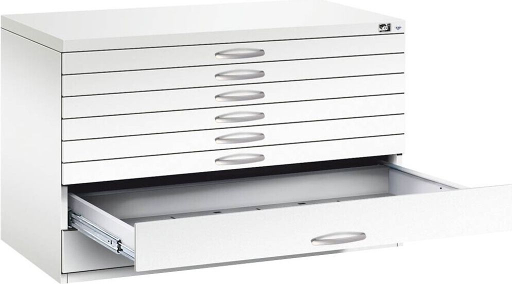 CP 7100 Planschrank verkehrsweiß 8 Schubladen 110,0 x 76,5 x 76,0 cm