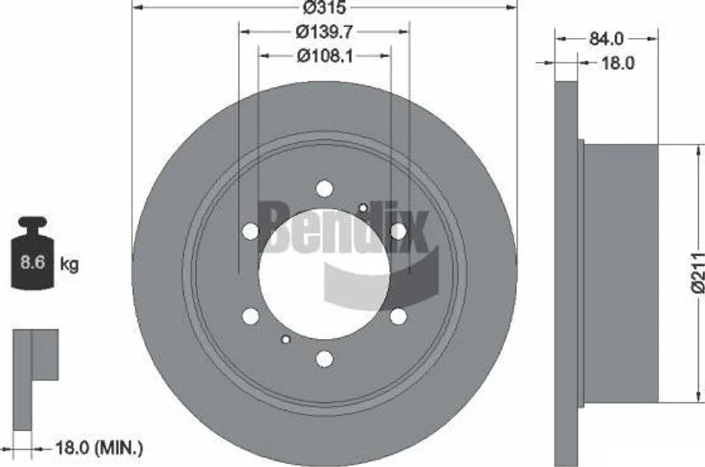 Disque de frein Bendix BDS1975 haute durabilité MB618797 Pajero L400