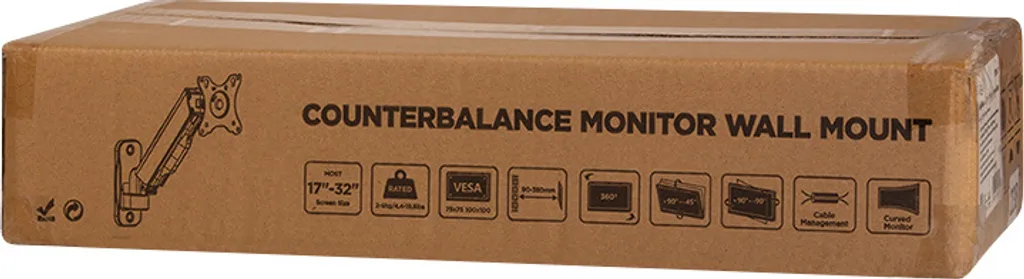 Support Écran PC Mural Ergonomique à Gaz, Ajustable de 90mm à 380mm