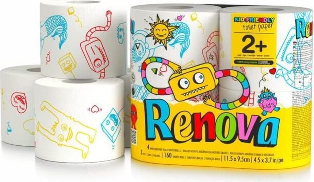 Toilettenpapier Renova Kids Friendly - bedruckt mit Produktbild 