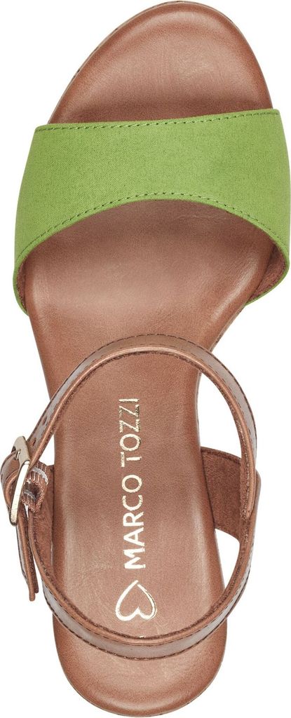 MARCO TOZZI Damen Sandalette hoher Schuh Riemchen Korkoptik Vegan 2-28008-42, Größe:39 EU, Farbe:Grün