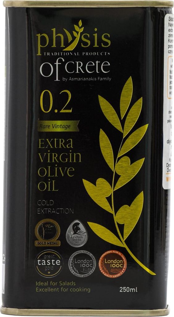 Physis Of Crete Extra Virgin Olivenöl 0,2 250 ml Aus Griechenland Frühe Ernte Kaltgepresst Niedriger Säuregehalt Premium