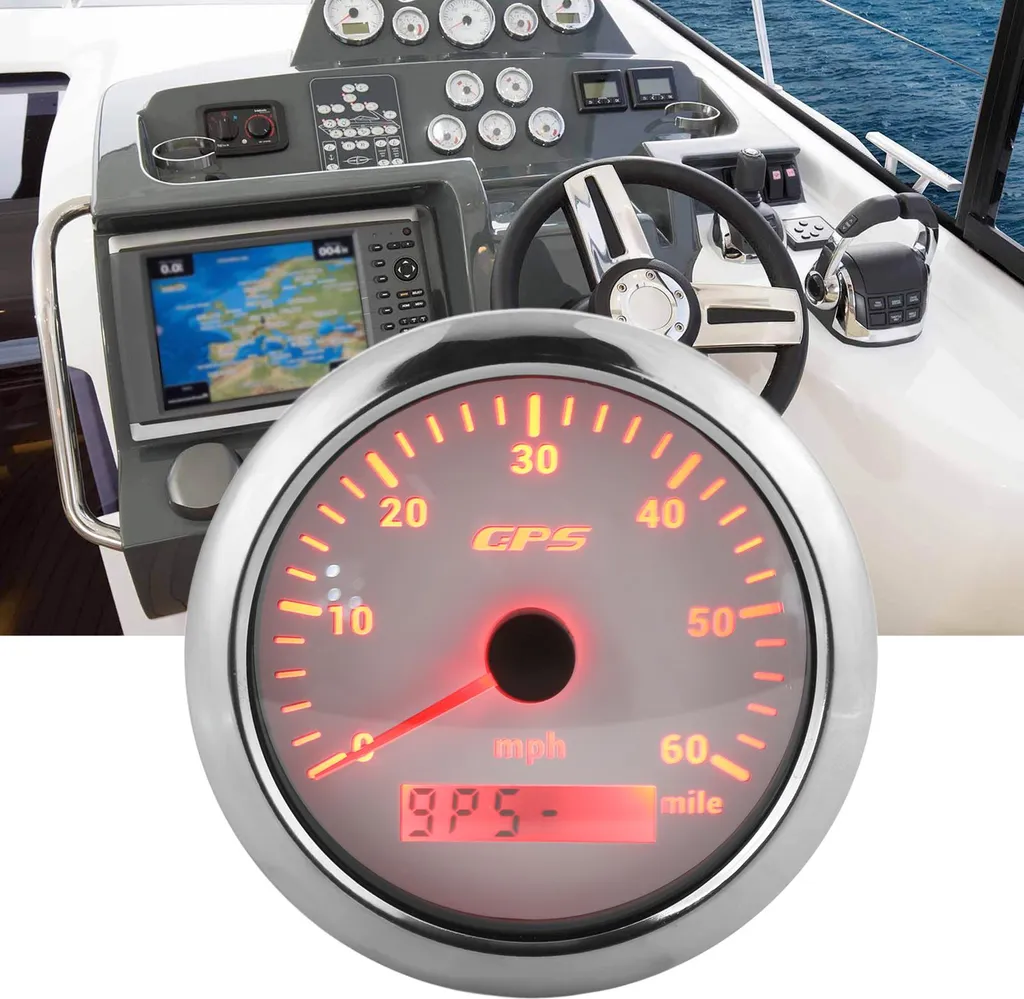 Compteur GPS 85mm Écran LCD Rétroéclairé Blanc 0-60 MPH pour Véhicule 9-32V