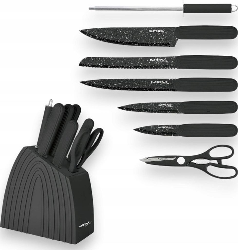 Küchenmesser-Set im schwarzen Block 8-teilig Schärfer Schere
