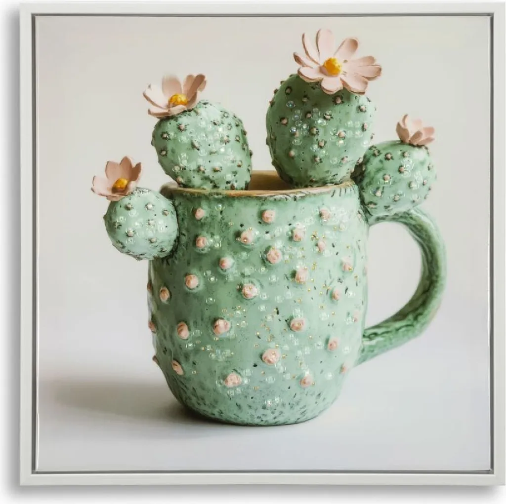 Mauro Ferretti Tableau sur Toile avec Cadre Vase Kaktus 40x2,8x40 cm