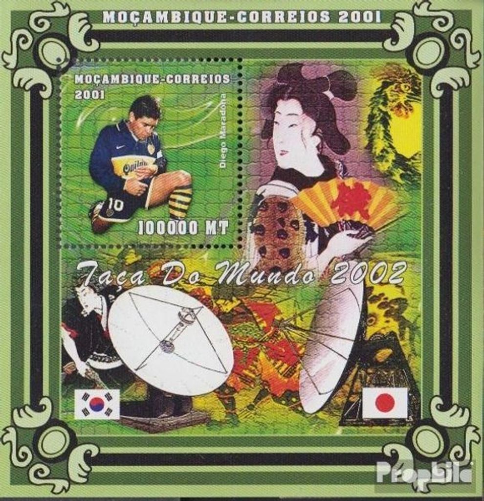 Briefmarken Mosambik 2001 Mi Block79 postfrisch Fußball-WM 2002