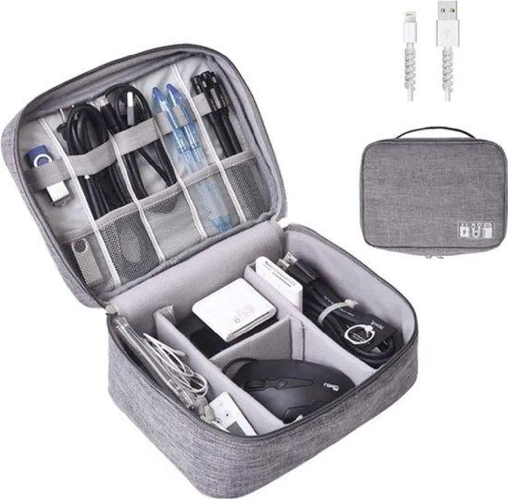 Organisateur de câbles et accessoires tech pour smartphone et clés USB