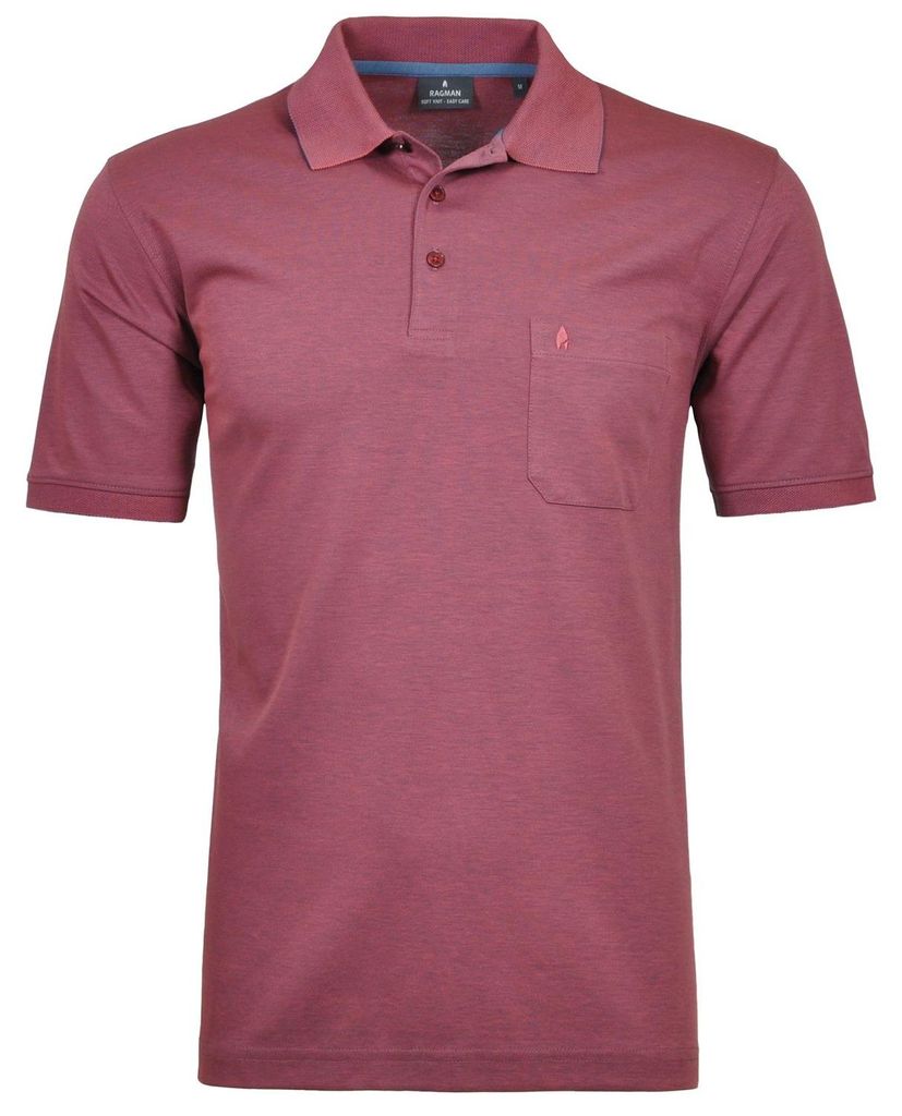 Ragman H-Polo Polo Soft-Knit uni in rot