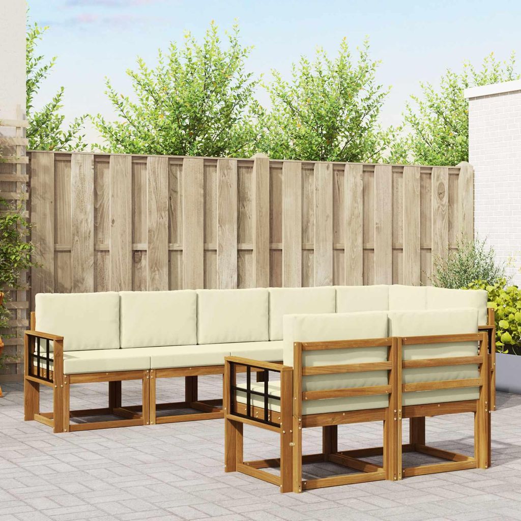 Outdoor-Sofagarnitur - VIDAXL - Terrassen-Sofa - mit Kissen - 8 pcs - Natur und Creme