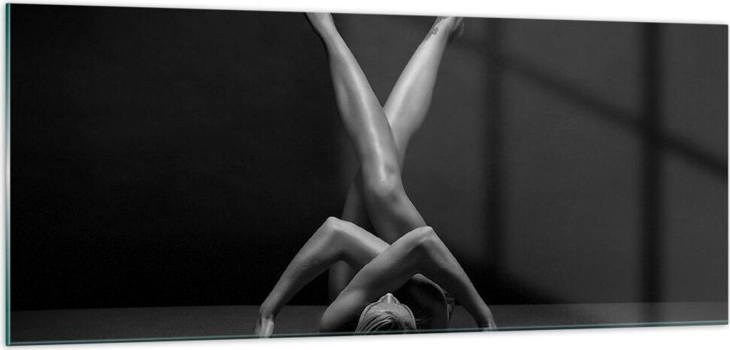 Bilder auf glas - Einteilig - Frau Gymnastik Yoga - 100x40cm - Glasbilder - Wandbilder - Bilder - zum Aufhängen bereit - Wanddekoration aus Glas -...
