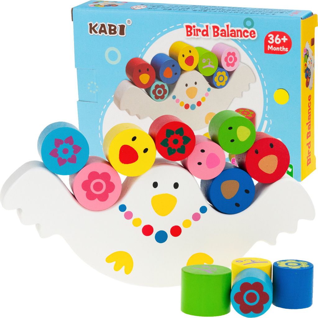 Montessori-Farben Familie Holz Balancieren Huhn Handspiel Produktbild 