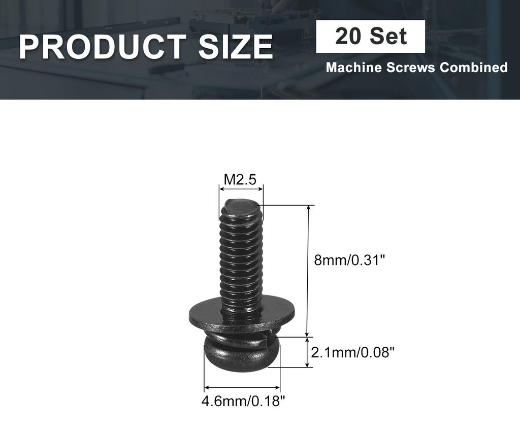 M2.5 x 8mm 20 Stš¹ck Linsenkopfschrauben Kreuzschlitz Rundkopfschrauben, Maschinenschrauben Bolzen kombiniert mit Federring und Unterlegscheiben ...