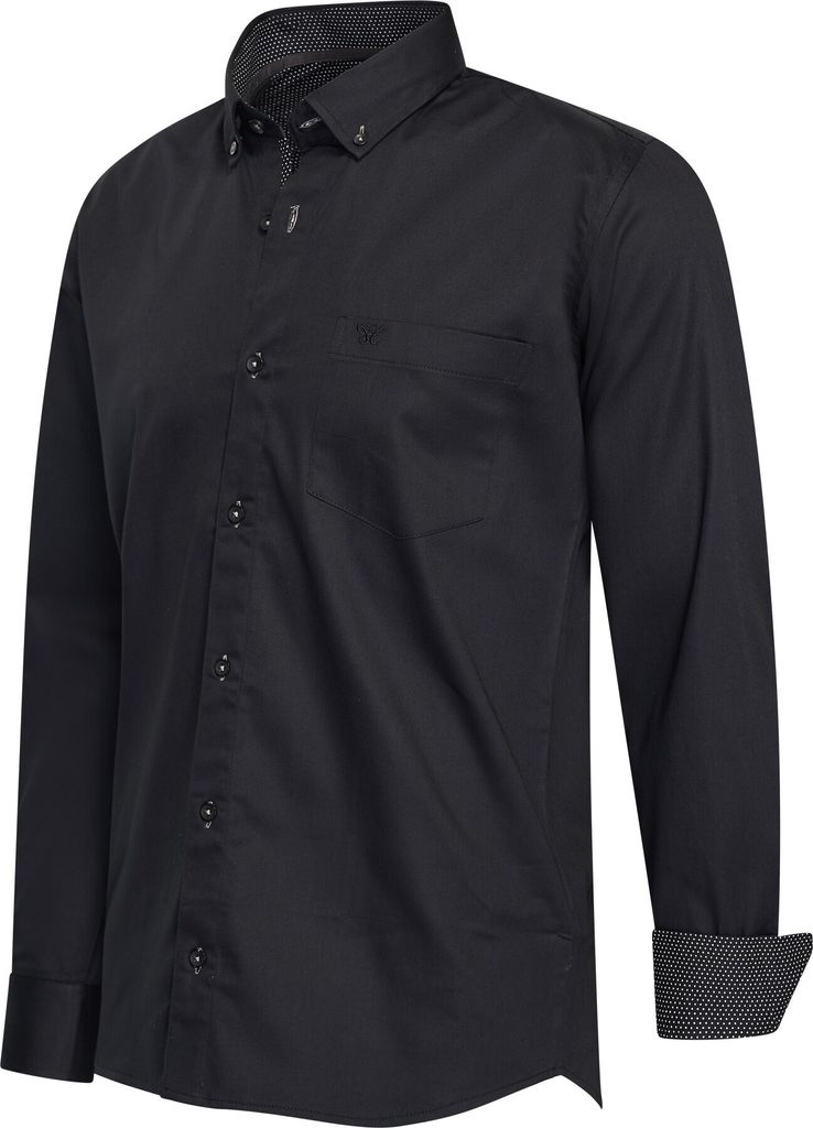 Cappuccino Italia Stretch Overhemd Ancona Schwarz - Große L