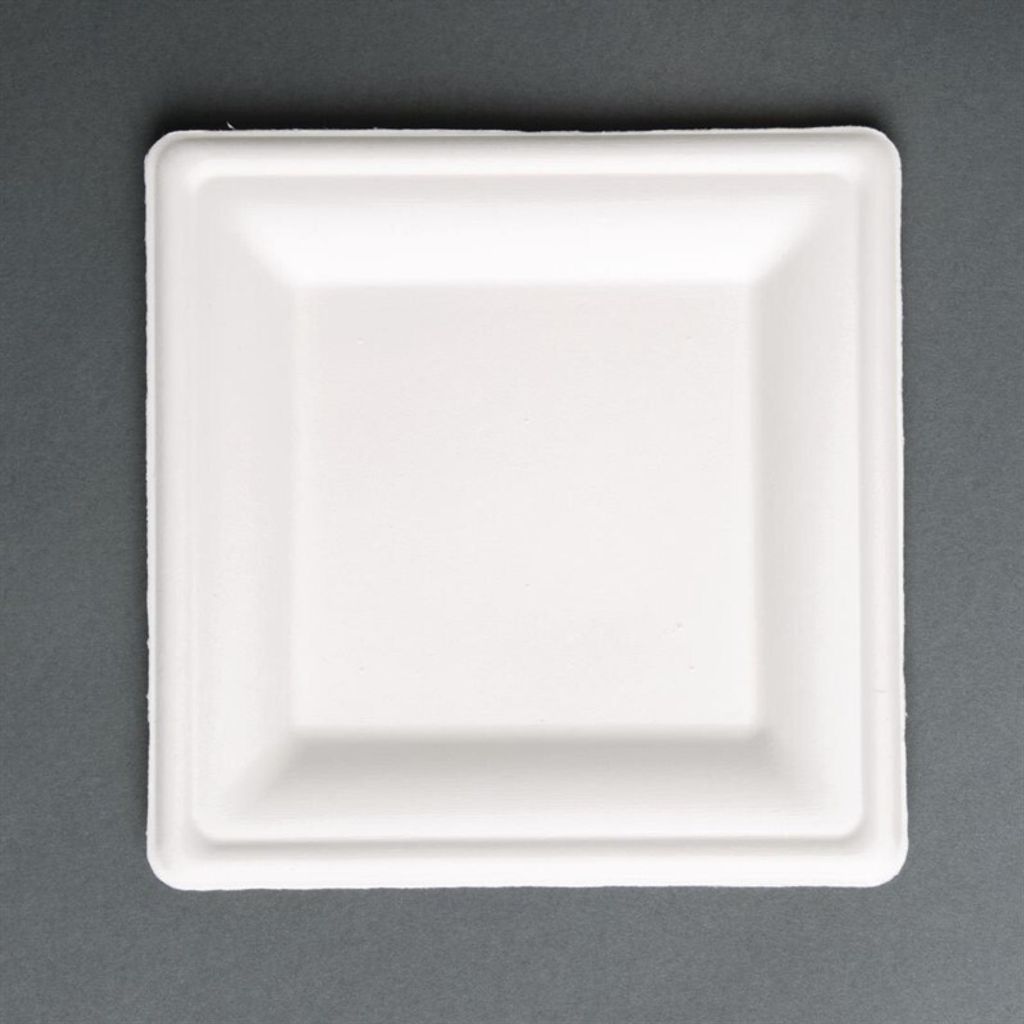 Fiesta Compostable kompostierbare Teller aus Bagasse quadratisch 26,1cm (50 Stück)