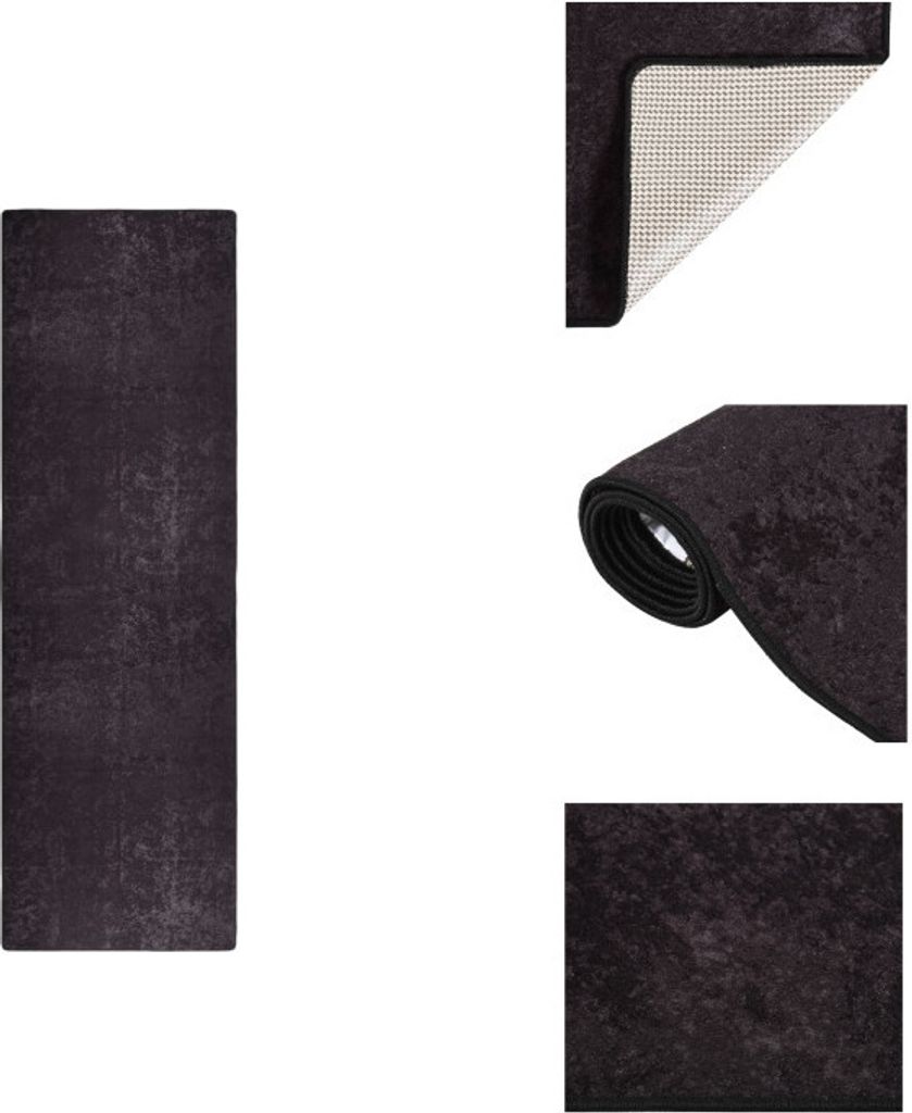 vidaXL Teppich Waschbar 80x300 cm Anthrazit Rutschfest - Teppiche