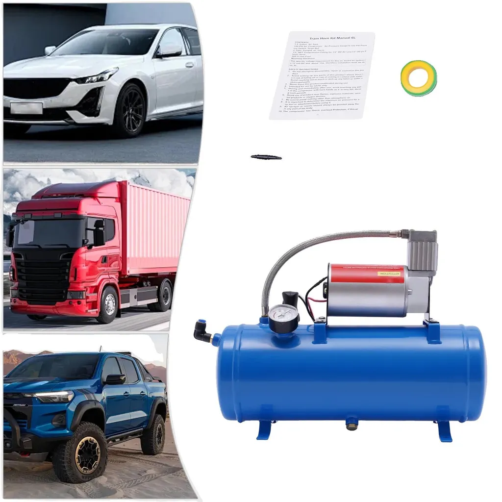 Compresseur d'air 12V pour voiture et camping - Petit gonfleur bleu