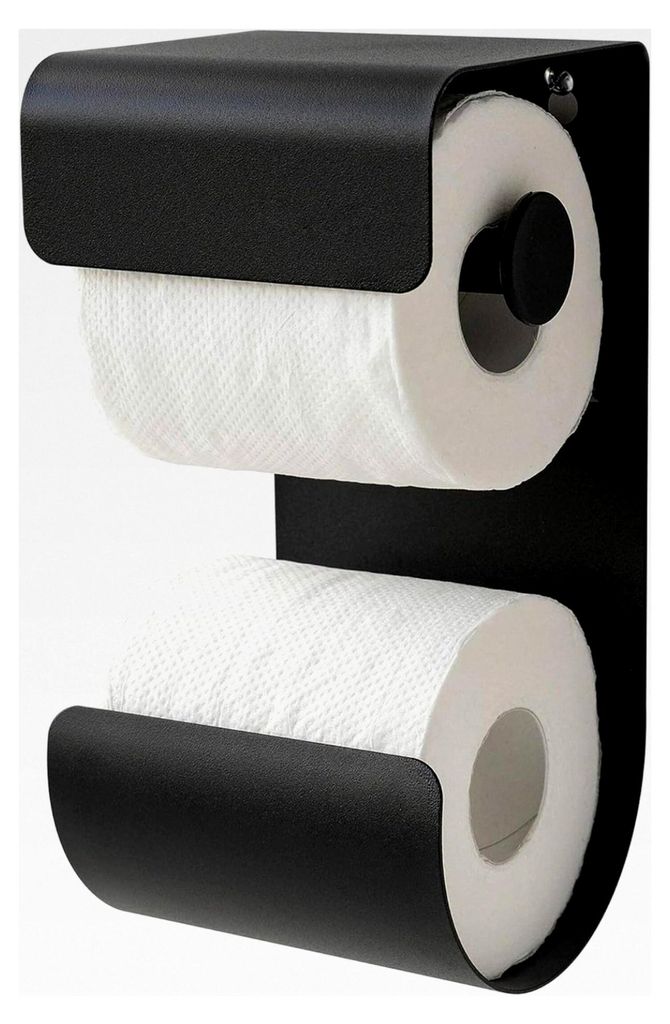 Toilettenpapierhalter mit integriertem Reserverollenhalter, Metall, Schwarz