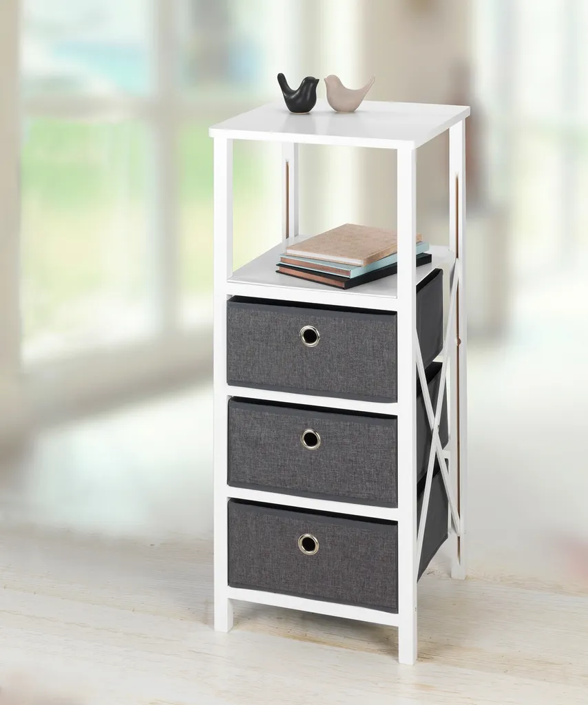 WENKO Étagère de Rangement avec 3 Tiroirs 85x35x34 cm Structure Pliable