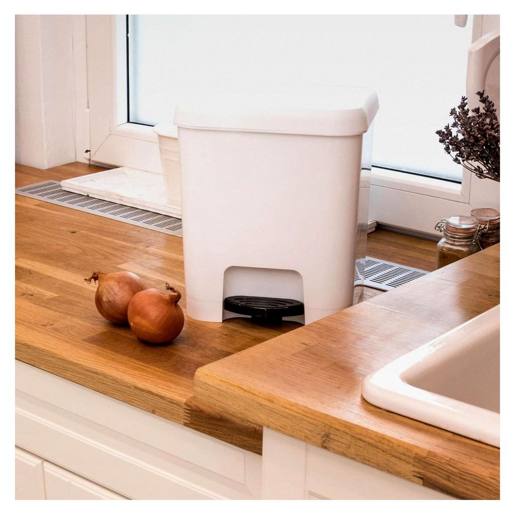 Treteimer 7 Liter eckig 21x23x26 cm Weiß Kunststoff für Küche, Büro und Bad