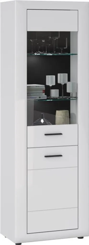 Meuble vitrine étroit Colmar pour exposer déco et livres dans le salon