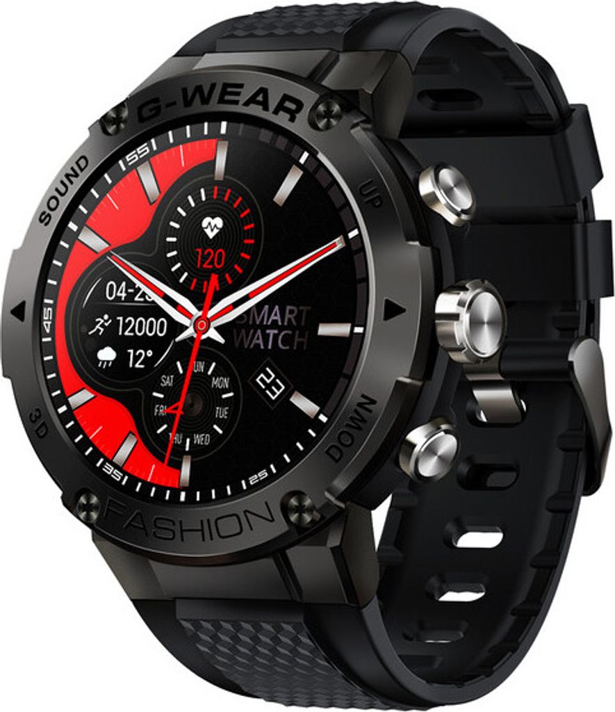 Smart Watch 1,32 '' Sports Tracker Super Long Standby Mehrere Sportmodi für Android iPhones Schwarz