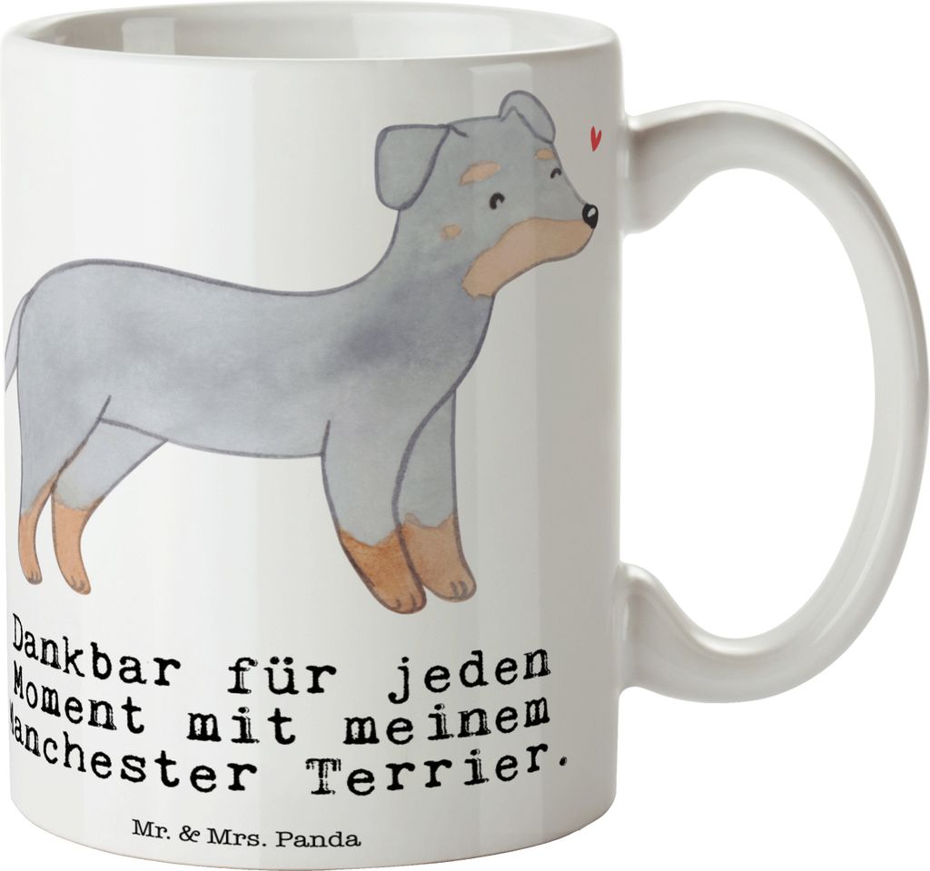 Mr. & Mrs. Panda Kaffeetasse Manchester Terrier Moment - Weiß - Geschenk, Becher, Tasse, Teetasse, Pott, Kaffeebecher