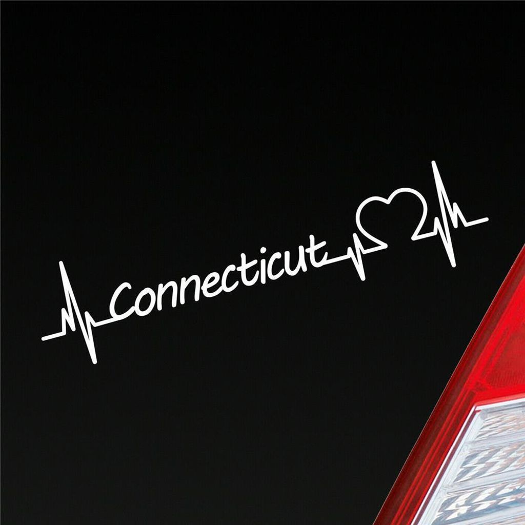 Auto Aufkleber Connecticut Herz Herzschlag 19x4 cm Weiss Matt Sticker Heckscheibenaufkleber