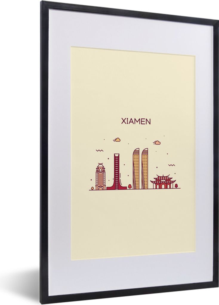 MuchoWow MuchoWow Gerahmtes Poster Xiamen - China - Skyline 40x60 cm - Poster mit zchwarzem Bilderrahmen - Poster in Rahmen