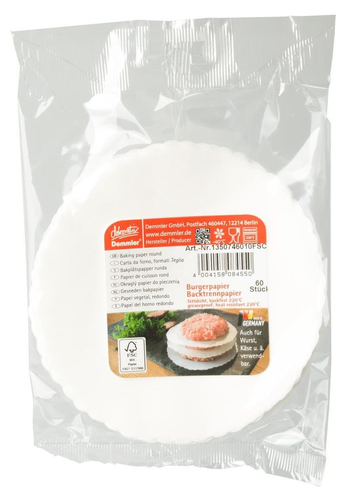 Papier do burgerów Demmler biały - Zawartość 60 sztuk, Zdjęcie produktu 