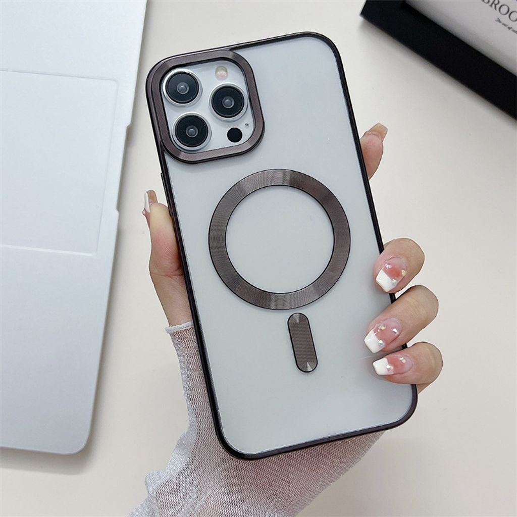 Magnetische Clear Hülle für iPhone 15 Pro Max Galvanisierte Produktbild 3