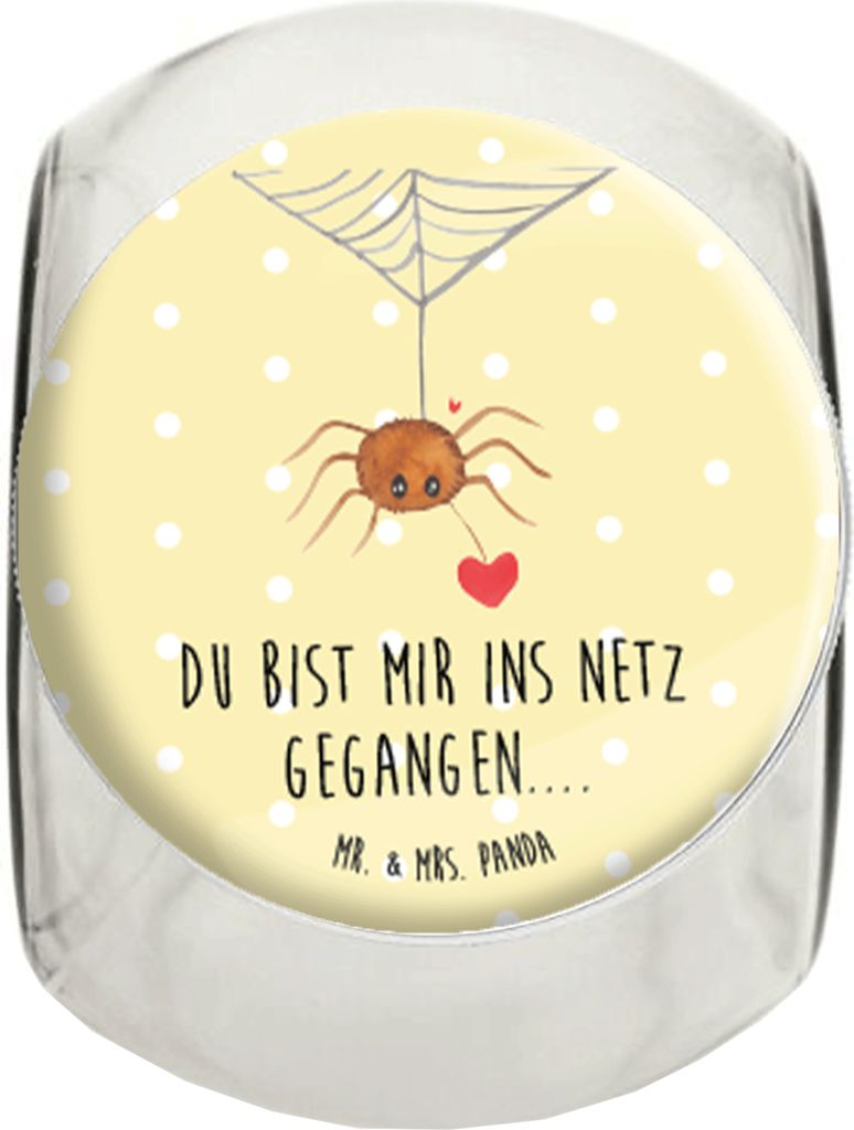 Mr. & Mrs. Panda Süßigkeiten Glas Spinne Agathe Liebe L 870ml - Gelb Pastell - Geschenk, Teedose, gewürzglas, Liebesbeweis, Bonbonglas, Lebensmi...