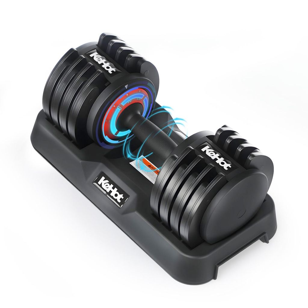 Verstellbare Hantel 25 kg, Schwarz, 5 Gewichtsstufen, Einstellbare Kurzhantel für Heimtraining, Kunststoff & Metall, mit Ständer