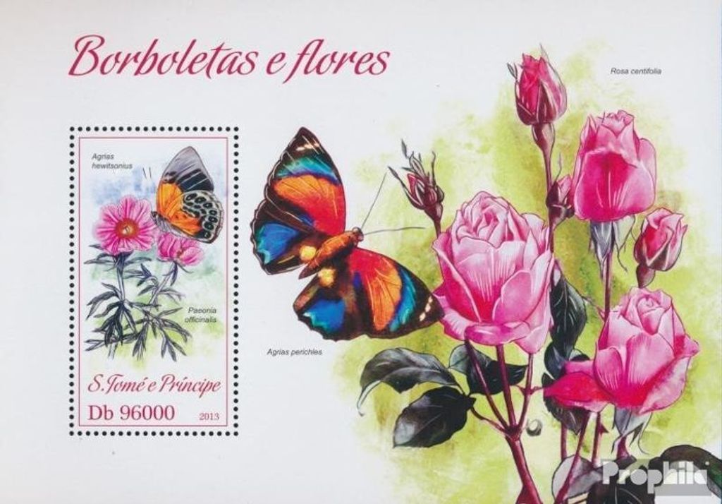 Briefmarken Sao Tome e Principe 2013 Mi Block 914 (kompl. Ausgabe) postfrisch Schmetterlinge und Blumen